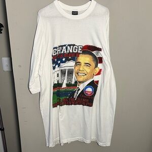 Barack Obama 2008 political campaign White Graphic Men's Shirt